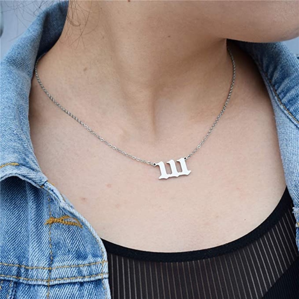 💥3for$28 New Angel Number Silver Stainless Steel Pendant Necklace 111 222 333 - Picture 5 of 15